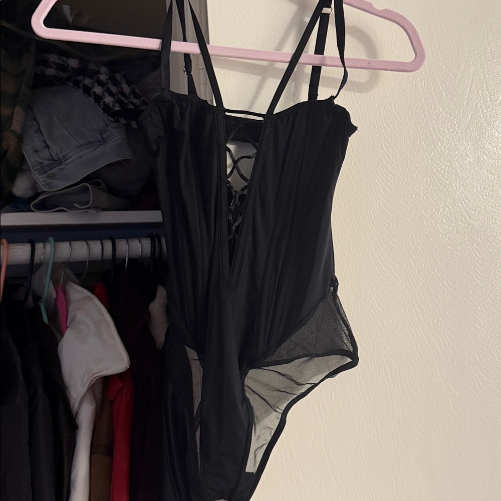 Victoria Secret Black Strappy Bodysuit